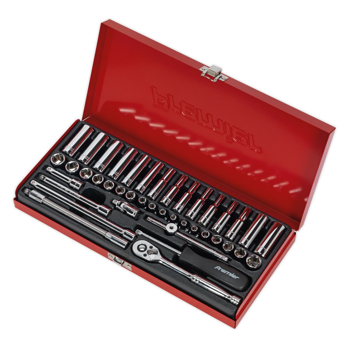 Sealey Metric Imperial Socket Set 41pc 1/4"Sq Drive 6pt Deep And Standard AK690