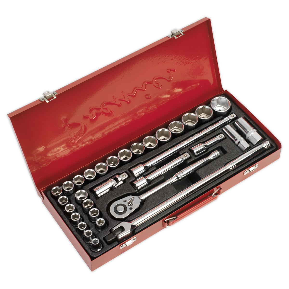Sealey Metric Imperial Socket Set 32pc 1/2"D 6pt Standard Length AK693
