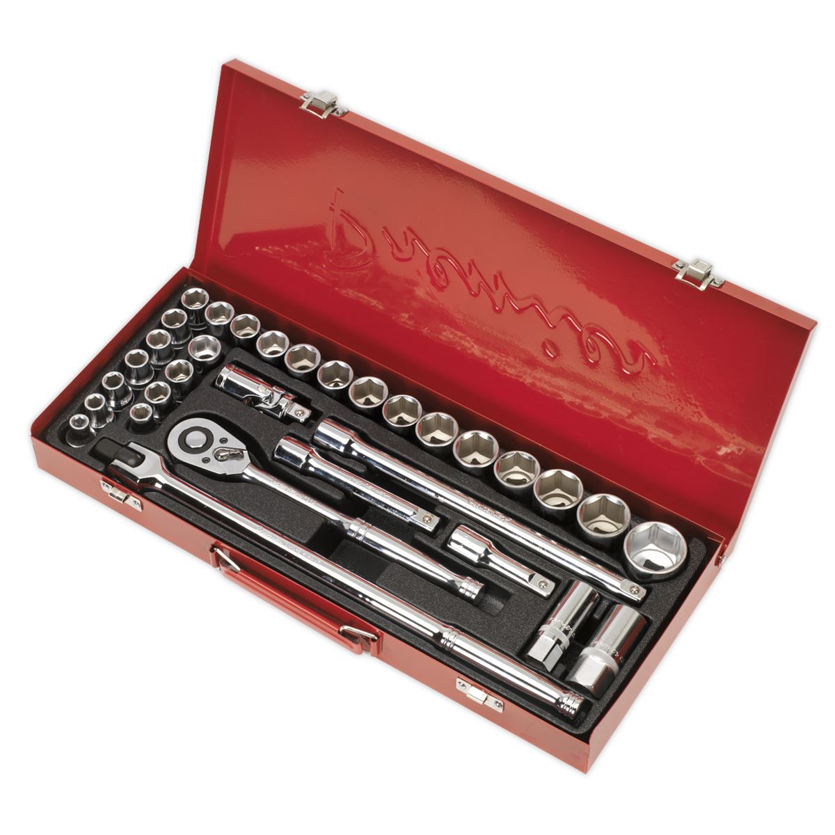 Sealey Metric Imperial Socket Set 32pc 1/2"D 6pt Standard Length AK693