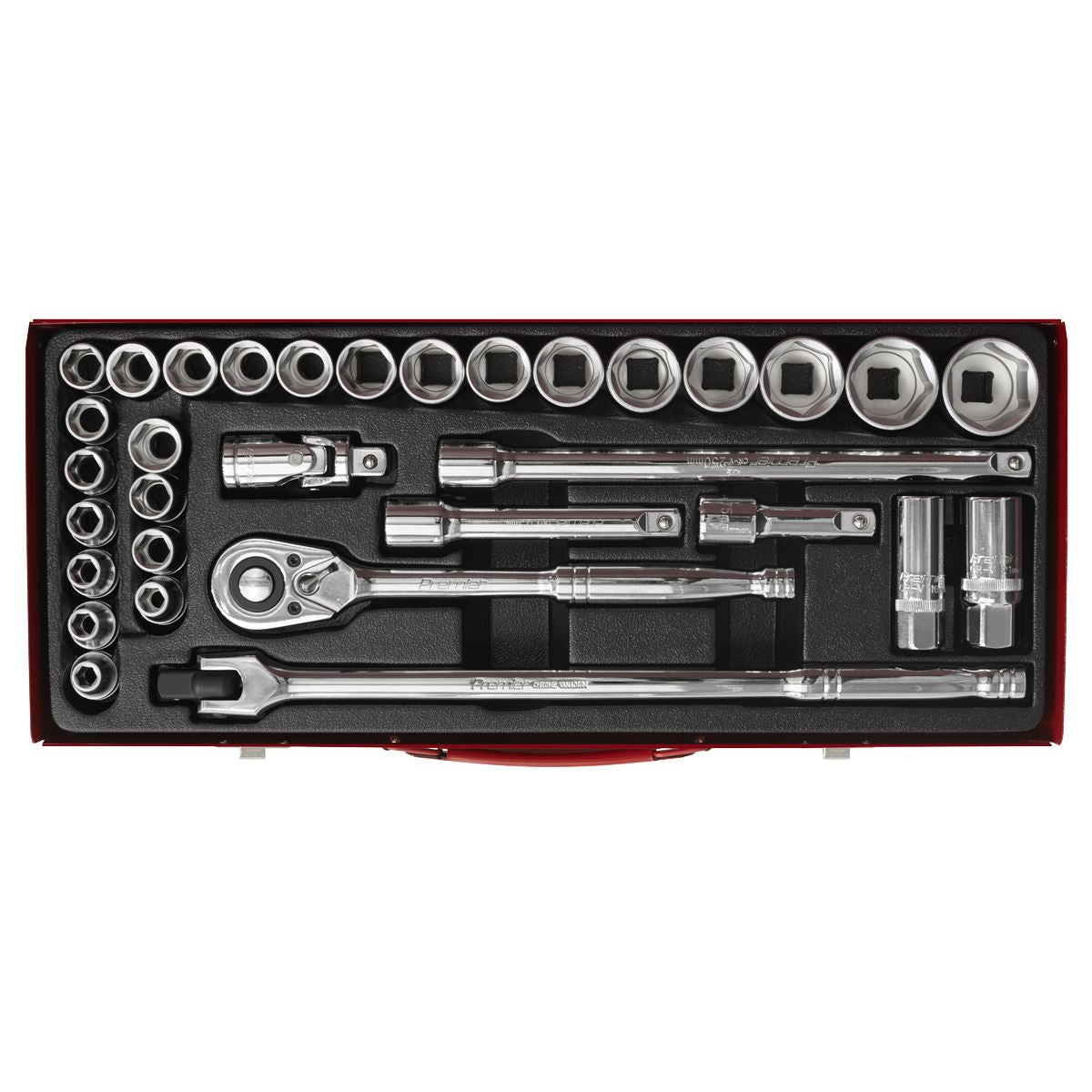 Sealey Metric Imperial Socket Set 32pc 1/2"D 6pt Standard Length AK693