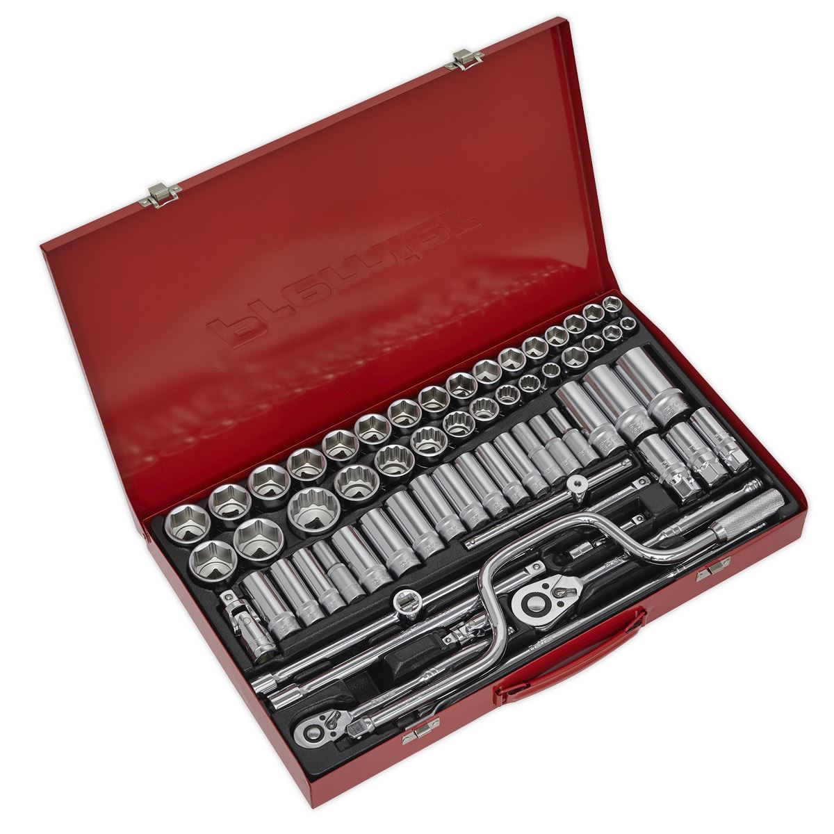 Sealey Metric Imperial Socket Set 64pc 3/8" 1/2"D 6pt Deep And Standard AK694