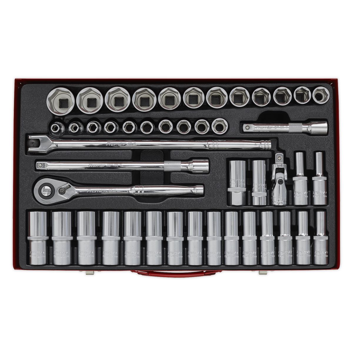 Sealey Metric Socket Set 46pc 1/2"D 6pt Deep And Standard AK6941