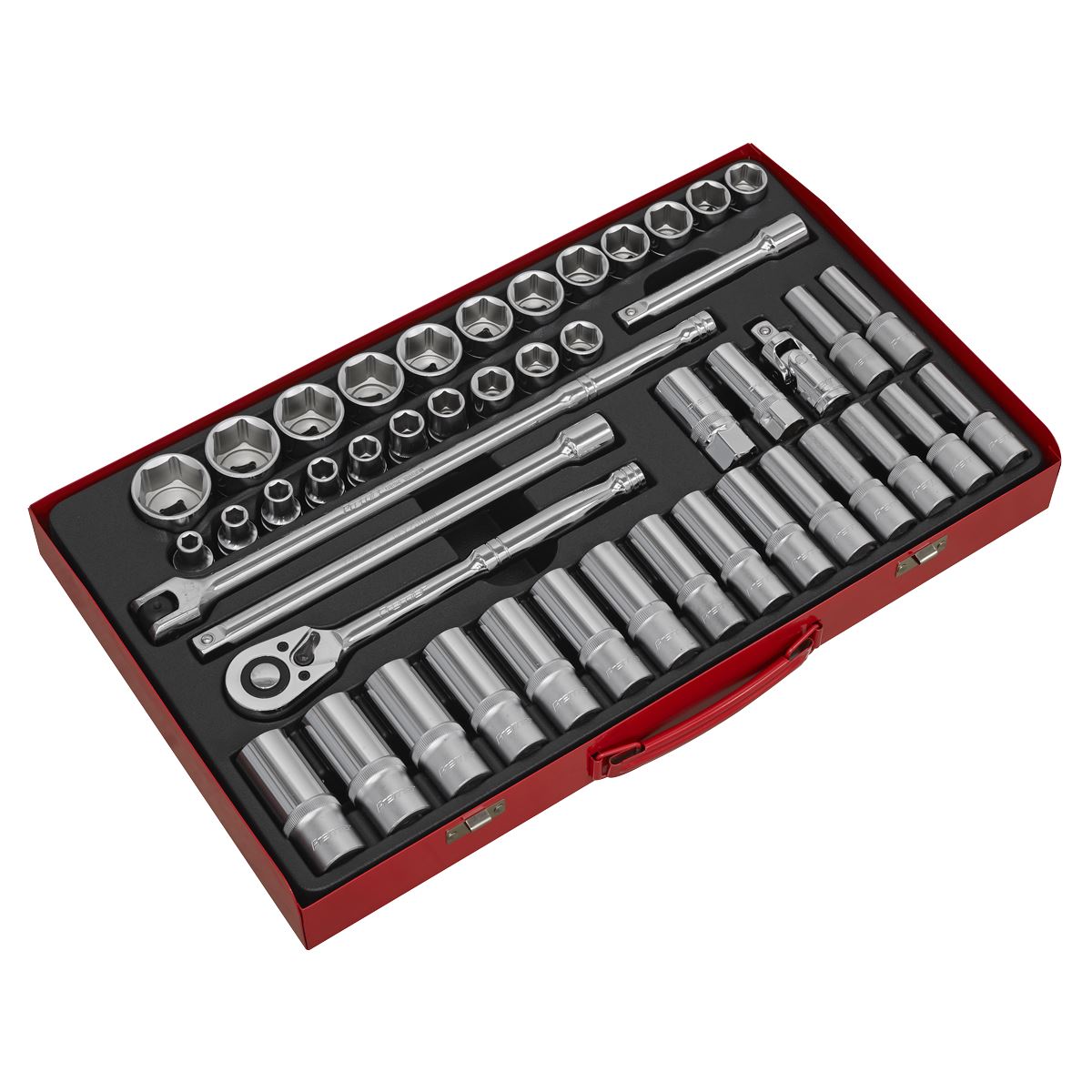 Sealey Metric Socket Set 46pc 1/2"D 6pt Deep And Standard AK6941