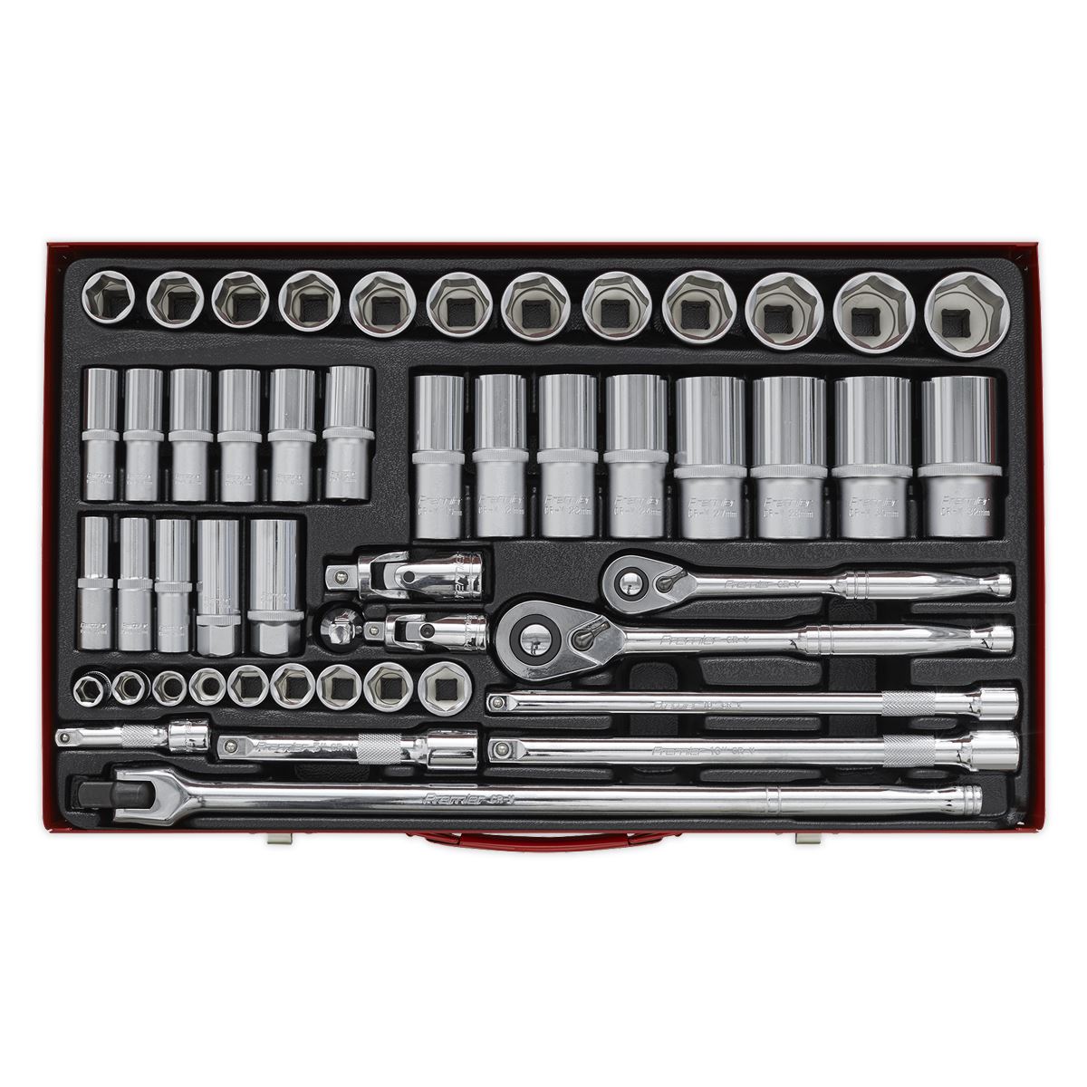 Sealey Metric Socket Set 50pc 3/8" & 1/2"D 6pt Deep And Standard AK6942