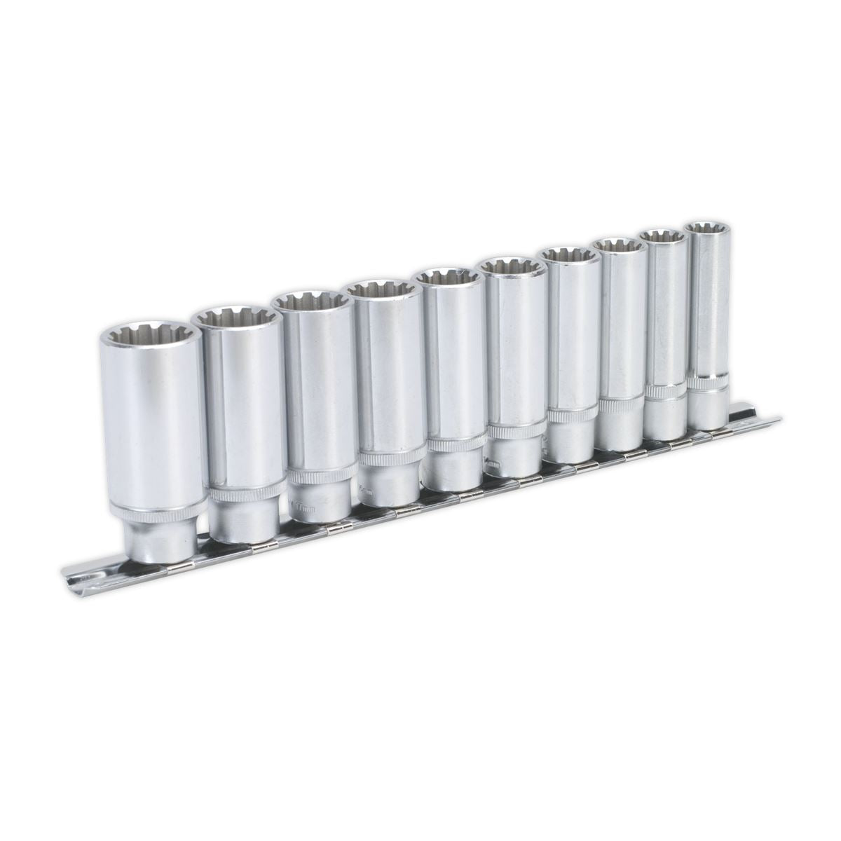 Sealey Total Drive Socket Set 10pc Deep 3/8"D Metric Fully Polished AK69910D