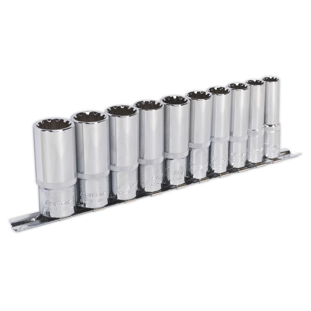 Sealey Total Drive Socket Set 10pc Deep 3/8"D Metric Fully Polished AK69910D