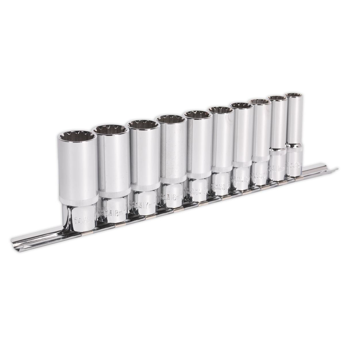 Sealey Total Drive Socket Set 10pc Deep 3/8"D Metric Fully Polished AK69910D