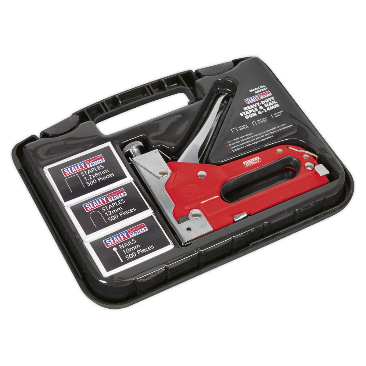 Sealey Staple & Brad Nail Gun Heavy-Duty 4-14mm AK7061