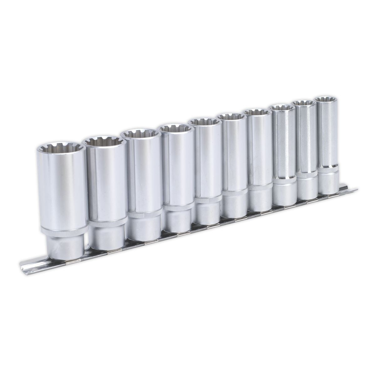 Sealey Total Drive Socket Set 10pc Deep 1/2"D Metric Fully Polished AK70610D