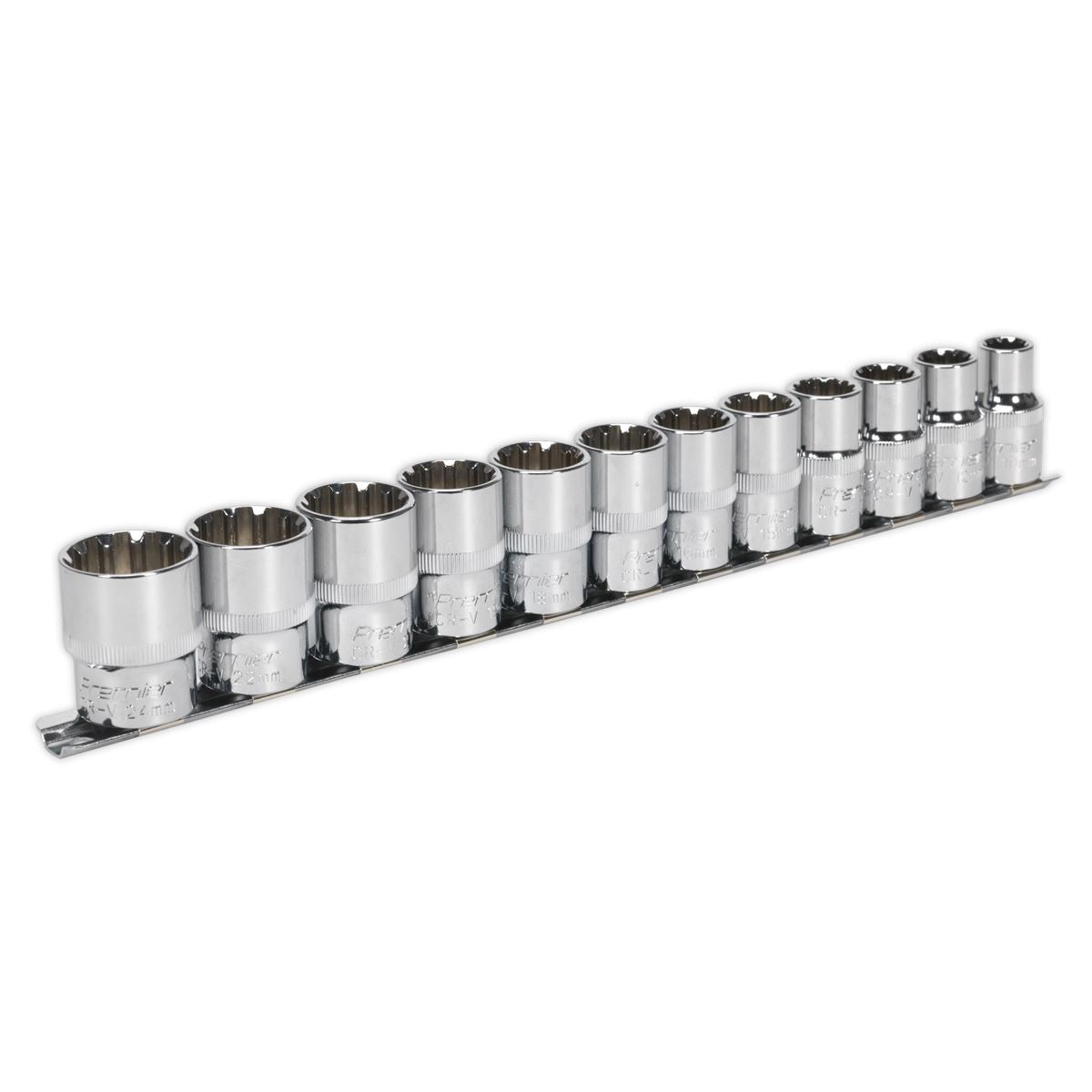 Sealey Total Drive Socket Set 12pc 1/2"D Metric Fully Polished AK70612