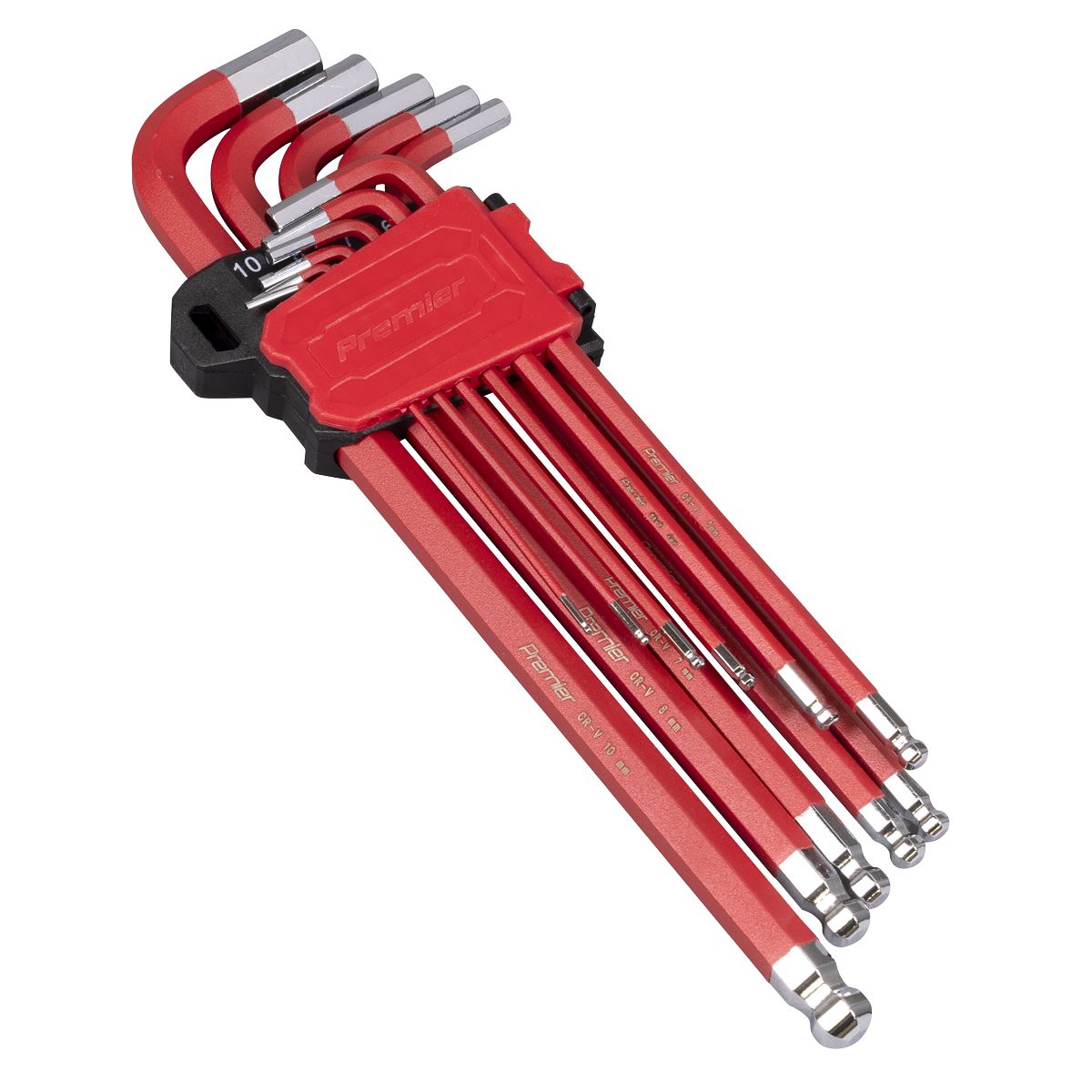 Sealey Ball-End Hex Key Set 11pc Anti-Slip Extra-Long Metric AK7164