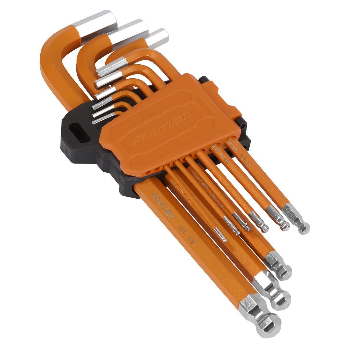Sealey Premier Imperial Long Hex Key Set Ball End 9pc In A Storage Case AK71750
