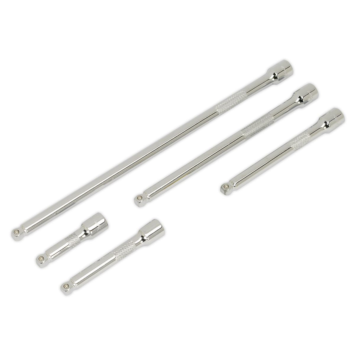 Sealey 1/4"Sq Drive Wobble Extension Bar Set 5pc Chrome Plated AK766