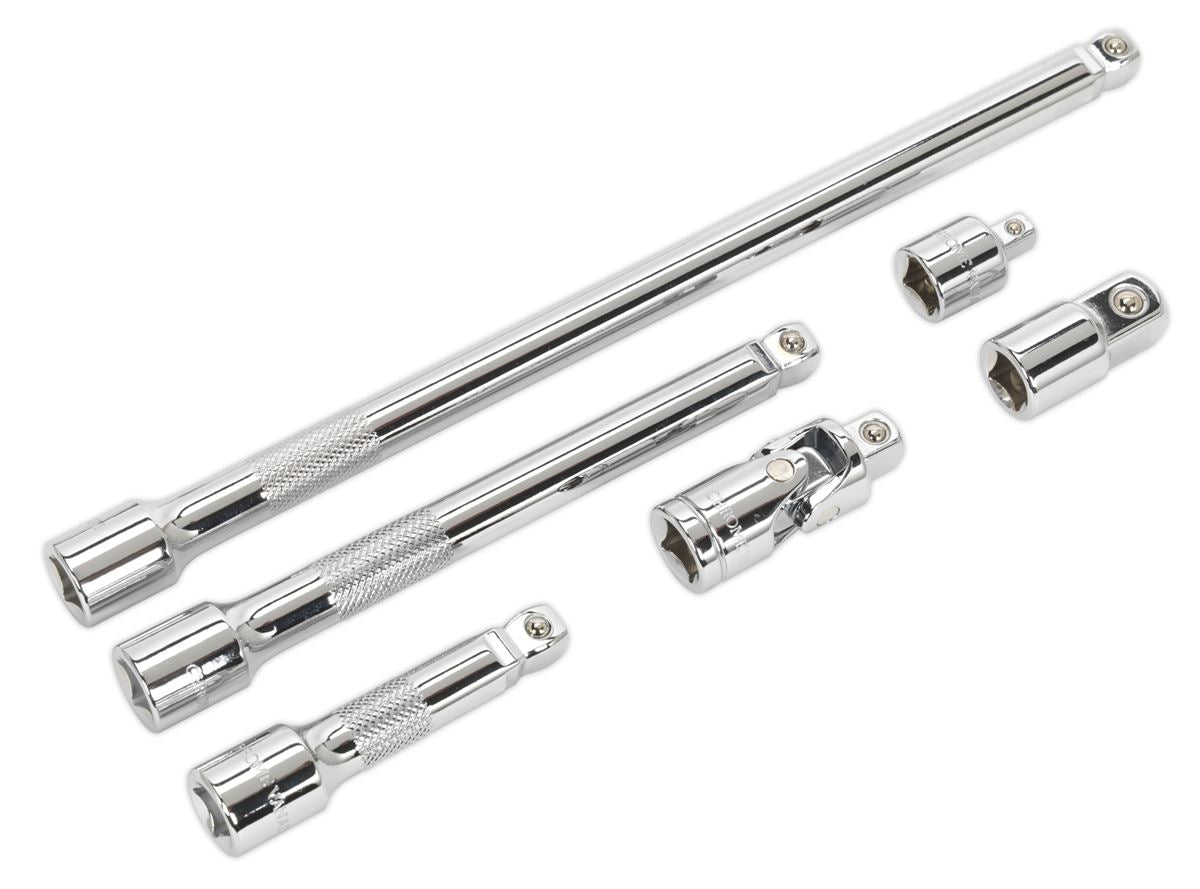 Sealey 3/8"Sq Drive Wobble Rigid Extension Bar Set 6pc Including U/J AK7690