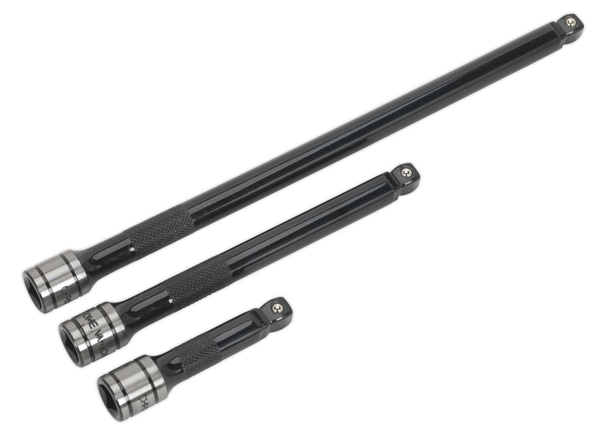 Sealey 3/8"Sq Drive Wobble Rigid Extension Bar Set 3pc Black Series AK7691