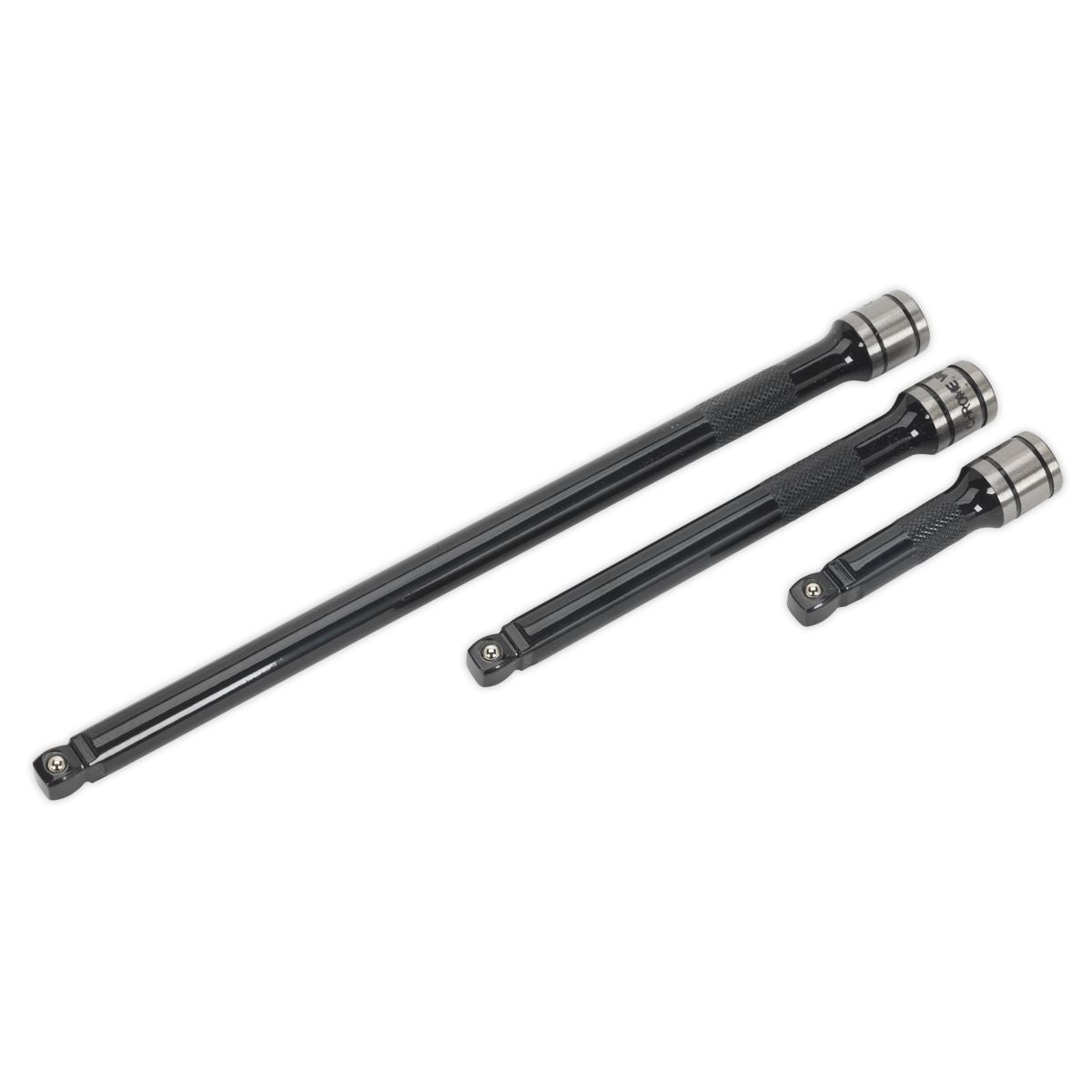 Sealey 3/8"Sq Drive Wobble Rigid Extension Bar Set 3pc Black Series AK7691