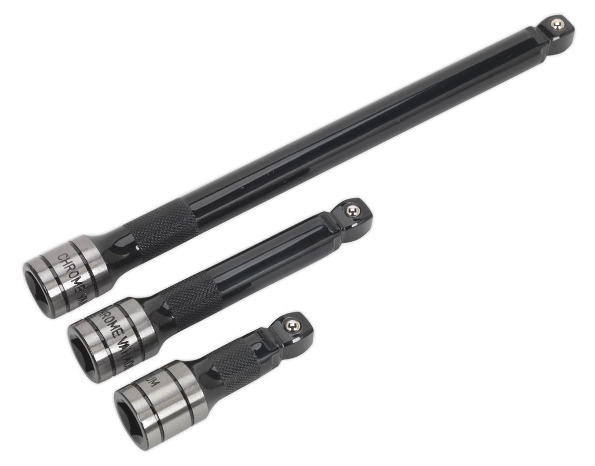 Sealey Wobble Rigid Extension Bar Set 3pc 1/2"Sq Drive Black Series AK7692