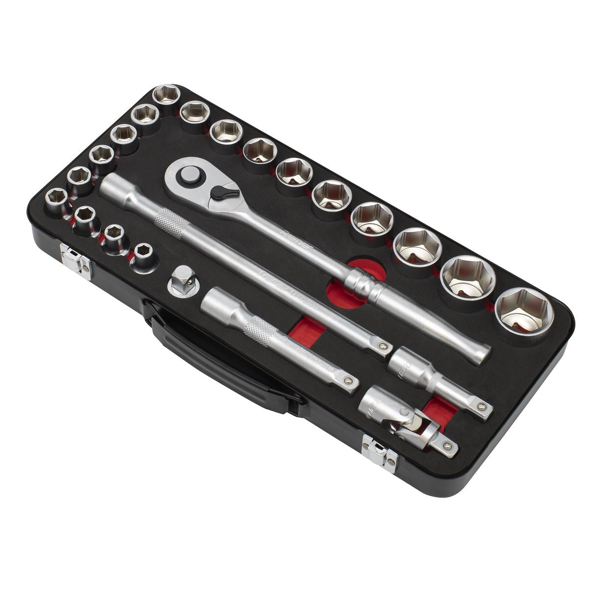 Sealey Metric Socket Set 1/2"D 24pc Single Hex Standard Length AK7924