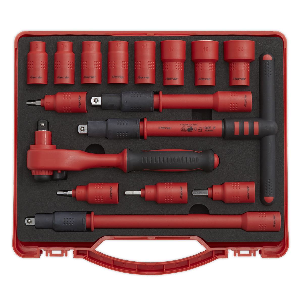 Sealey Metric Insulated Socket Set 16pc 3/8"D WallDrive VDE Approved AK7940