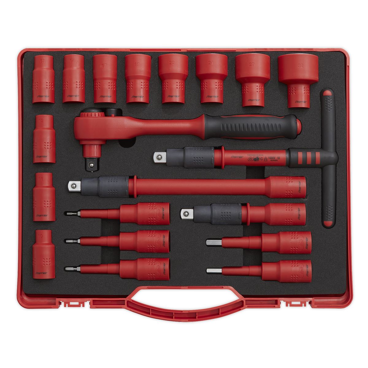 Sealey Metric Insulated Socket Set 20pc 1/2"D WallDrive VDE Approved AK7941