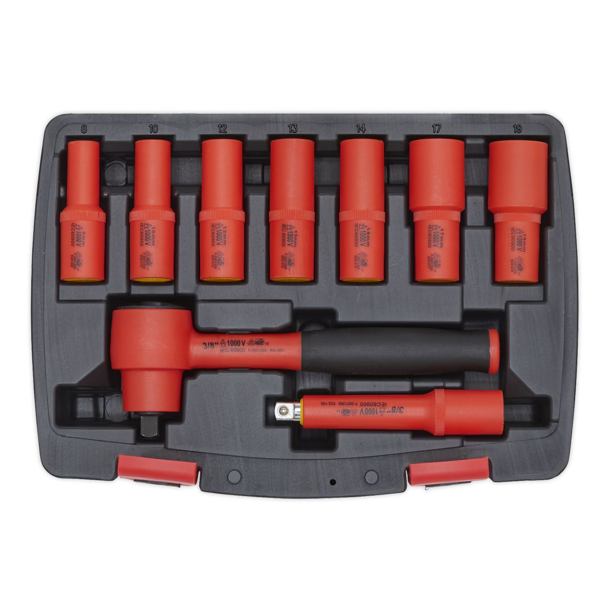 Sealey Metric Insulated Socket Set 9pc 3/8"Sq Drive 6pt VDE Approved AK7942