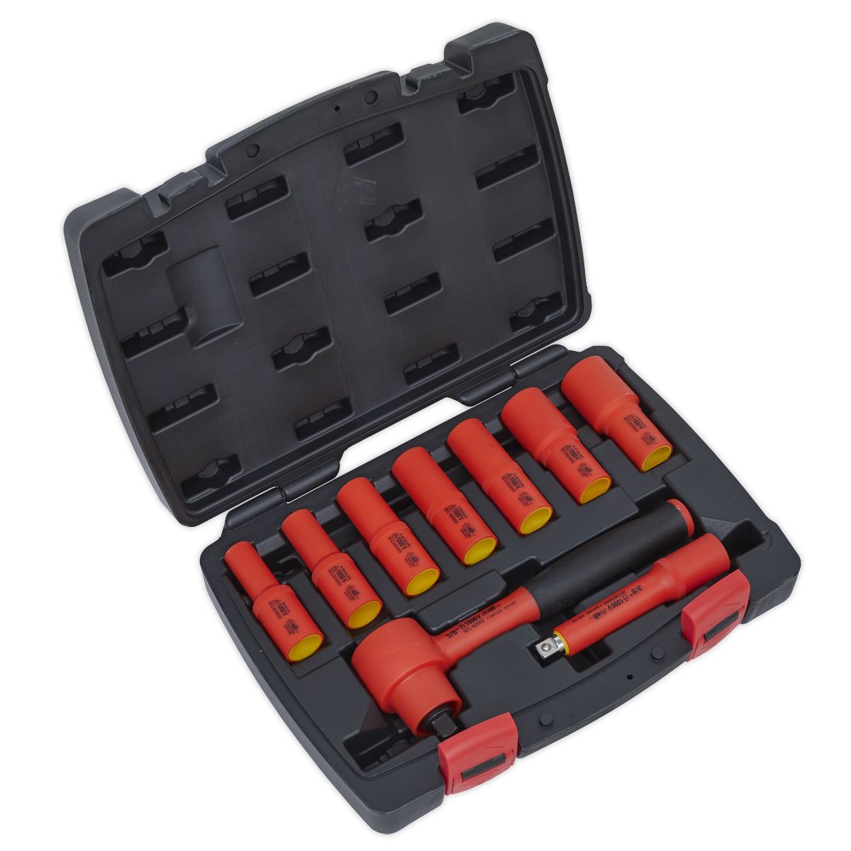 Sealey Metric Insulated Socket Set 9pc 3/8"Sq Drive 6pt VDE Approved AK7942