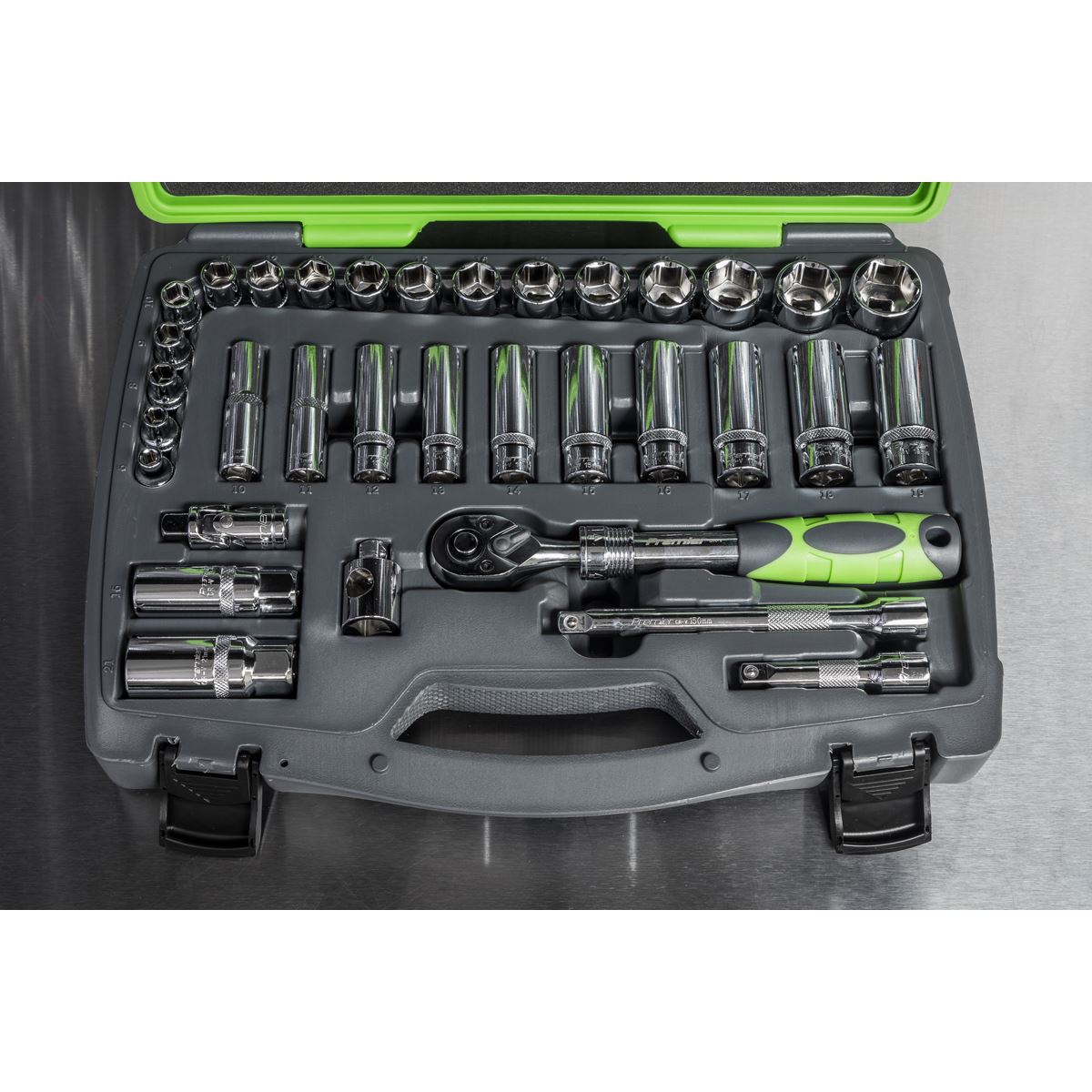 Sealey Metric Socket Set 34pc 3/8"D Deep And Shallow Single Hex AK7960