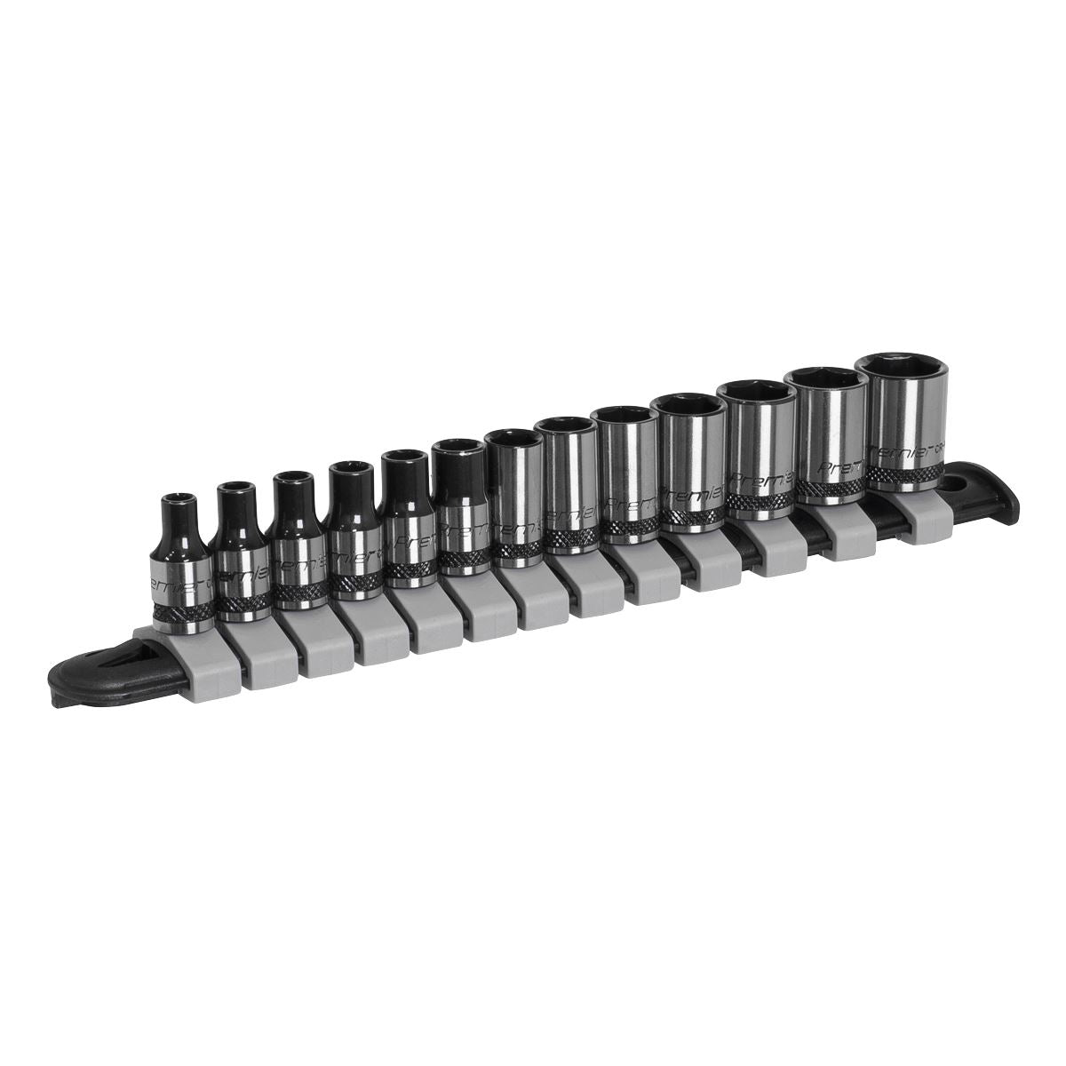 Metric Socket Set 13pc 1/4"Sq Drive Black Series Single Hex Sealey AK7990