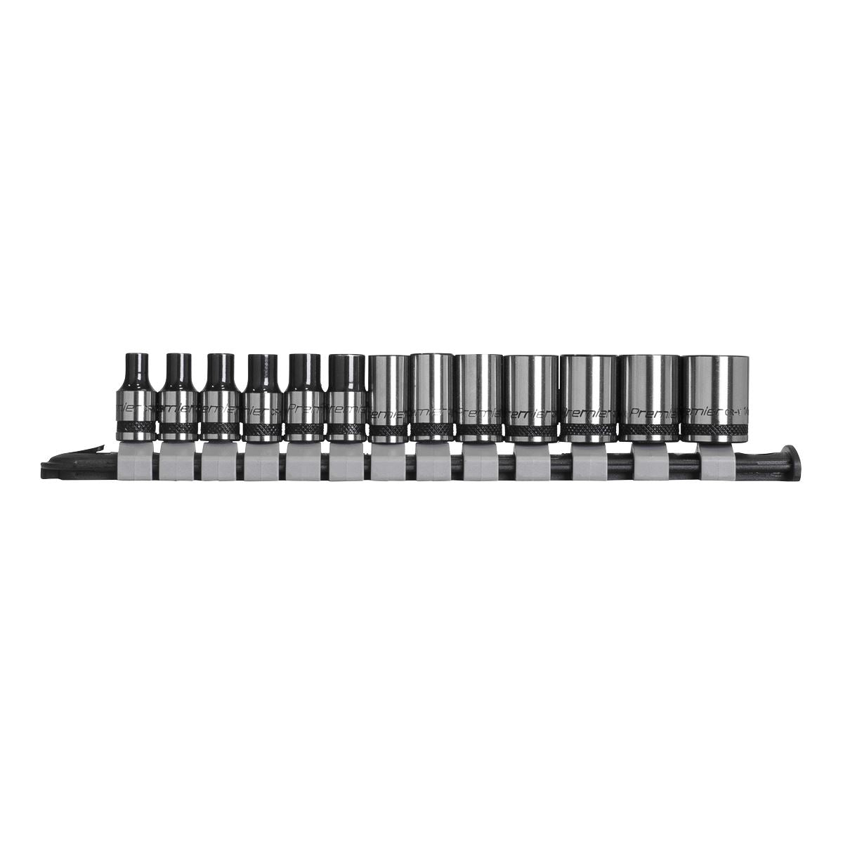 Metric Socket Set 13pc 1/4"Sq Drive Black Series Single Hex Sealey AK7990