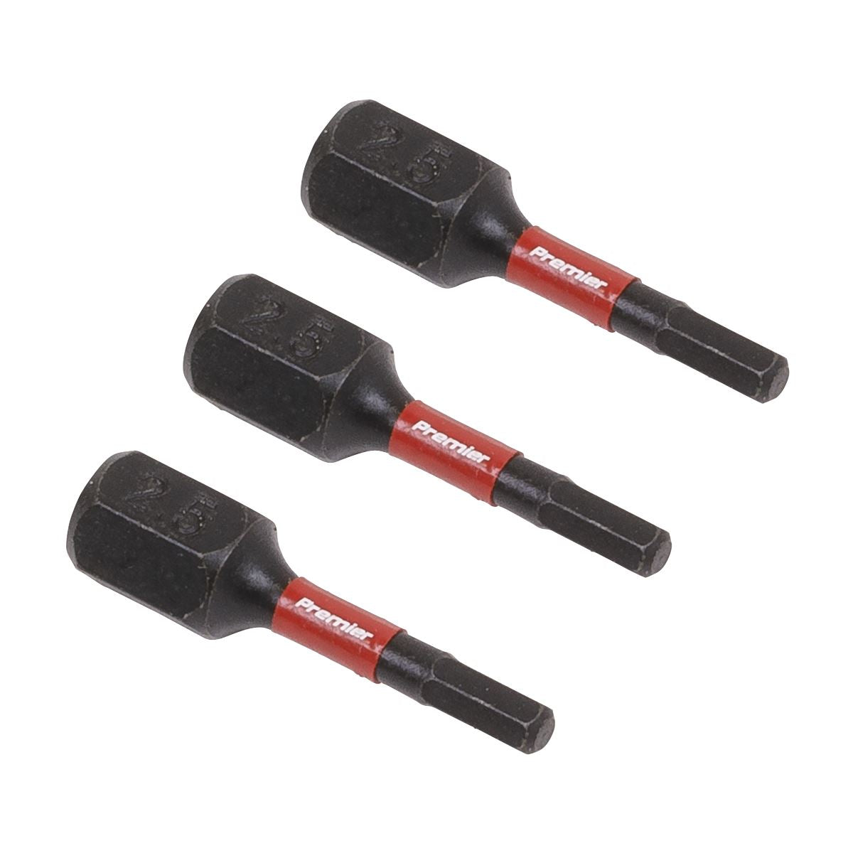 Sealey Hex 2.5mm Impact Power Tool Bits 25mm - 3pc AK8210