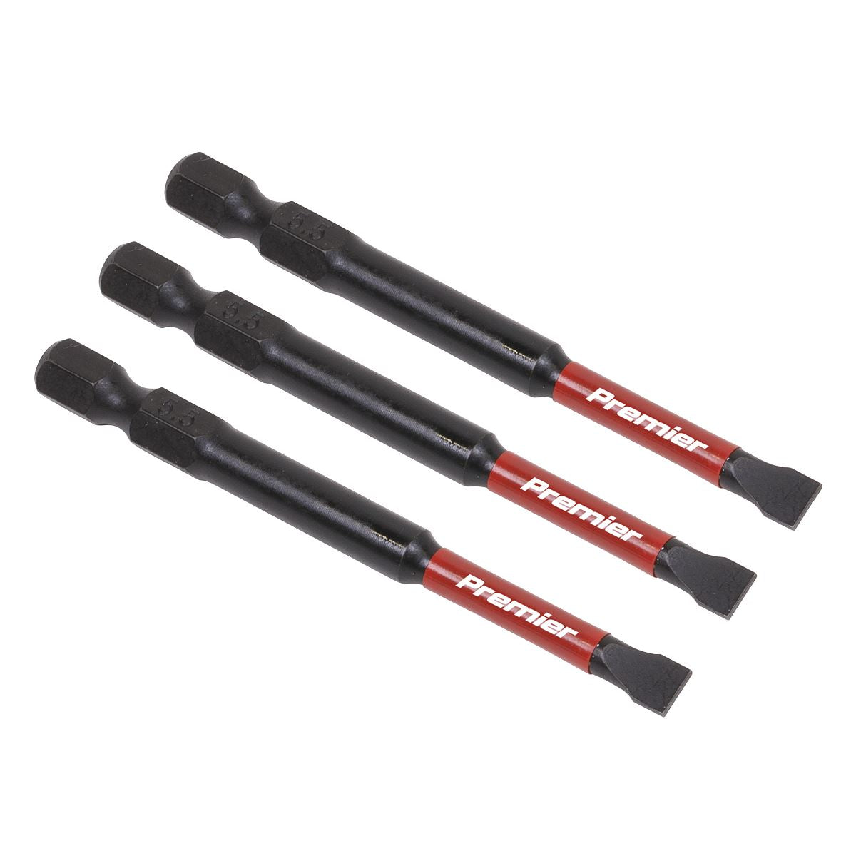 Sealey Slotted 5.5mm Impact Power Tool Bits 75mm - 3pc AK8252