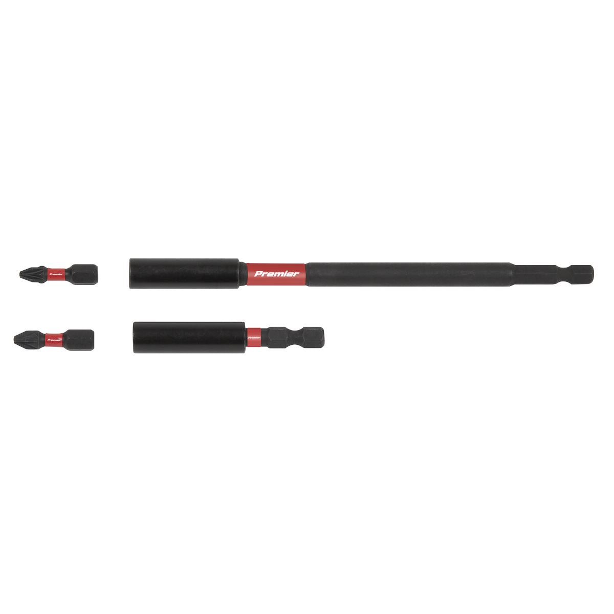 Sealey 1/4" Power Tool Bit Holder Set 4pc Impact Grade Long & Short AK8276