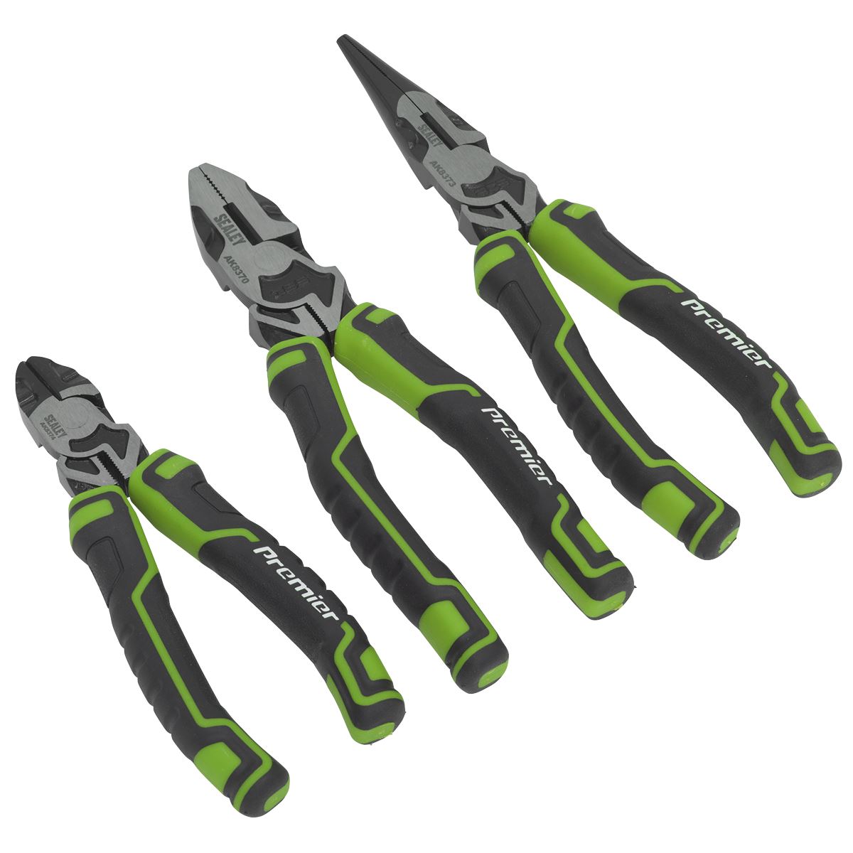 Sealey Pliers Set 3pc High Leverage - Hi-Vis Green AK8376HV