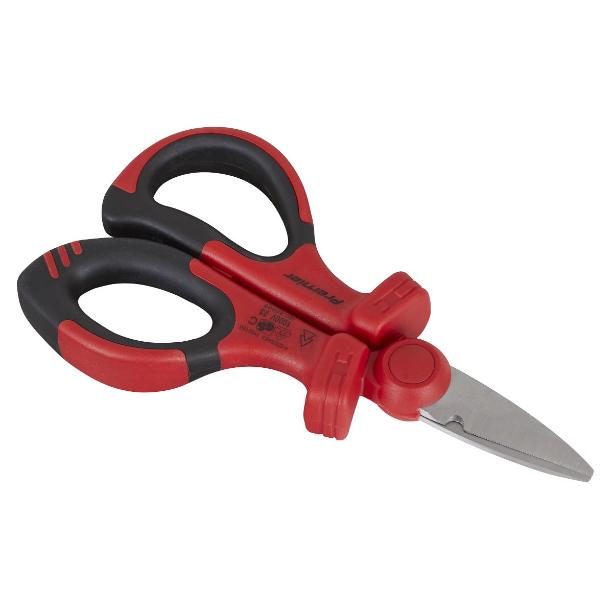 Sealey Insulated Scissors VDE Approved Stainless Steel Blade Soft Handle AK8526
