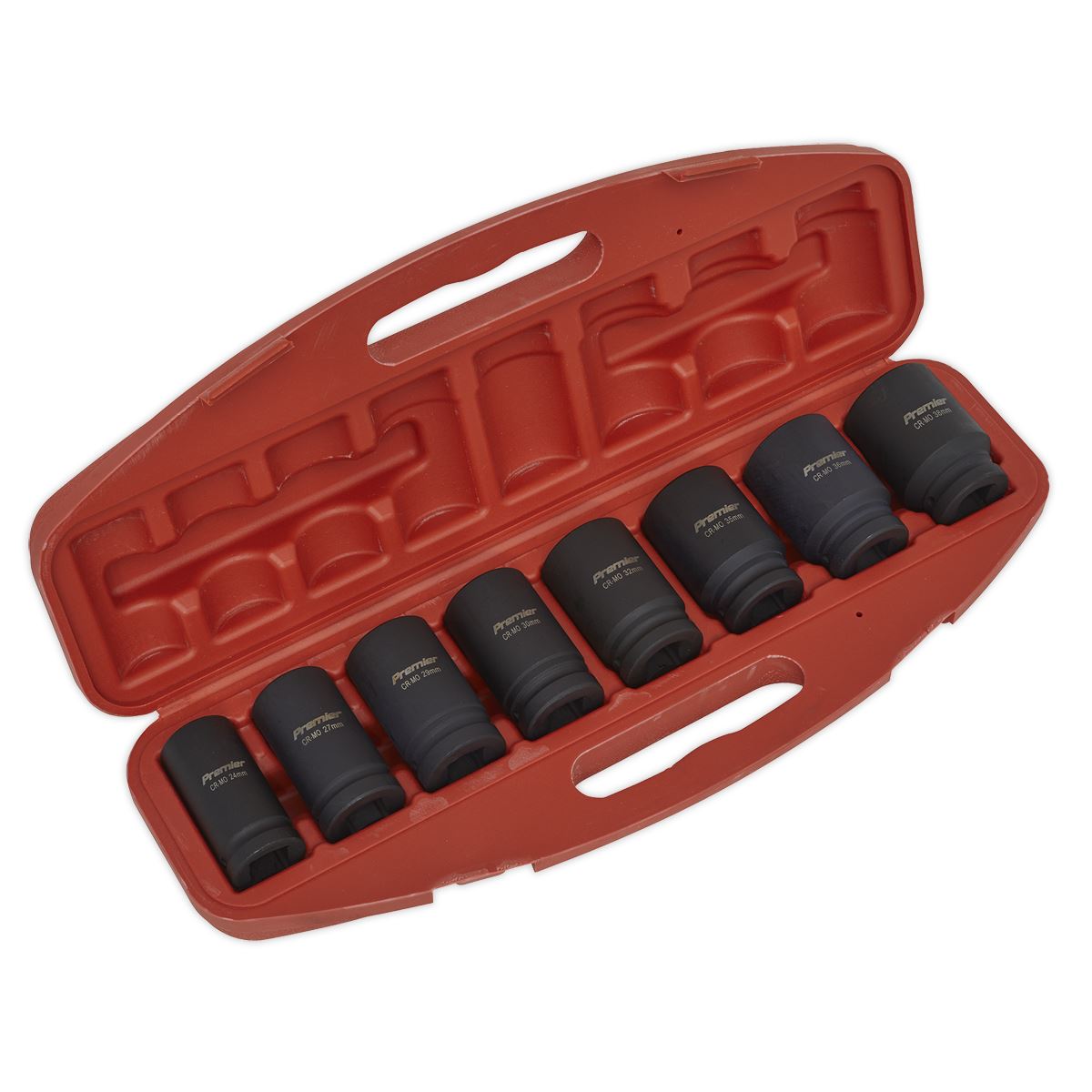 Metric Impact Socket Set 8pc Deep 3/4"Sq Drive In A storage Case Sealey AK885