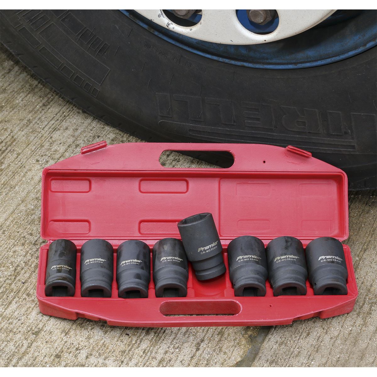 Metric Impact Socket Set 8pc Deep 3/4"Sq Drive In A storage Case Sealey AK885