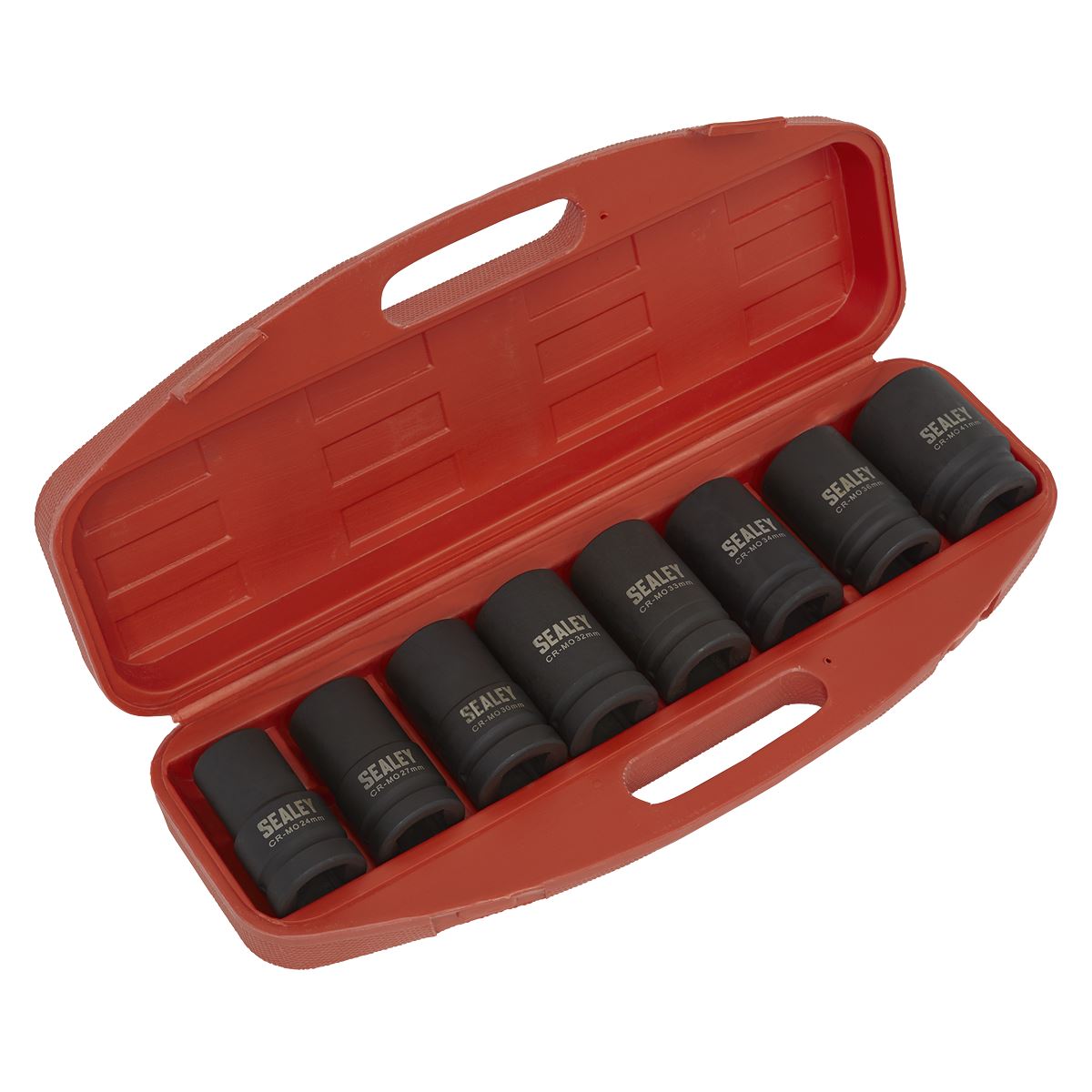 Metric Deep Impact Socket Set 8pc 1"Sq Drive Single Hex In A Case Sealey AK888M