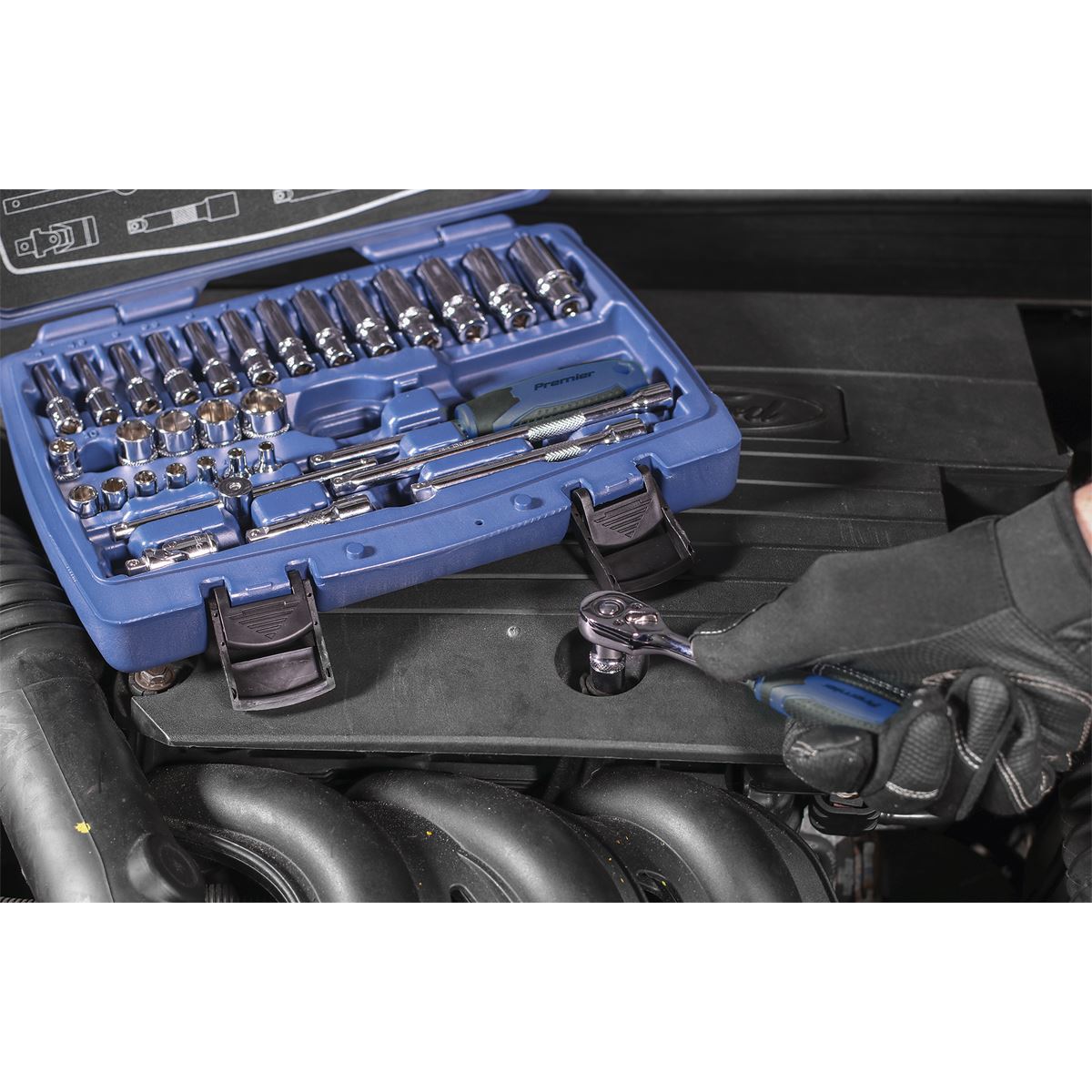 Metric Socket Set 33pc 1/4"D 6pt WallDrive Deep And Standard Sealey AK8990