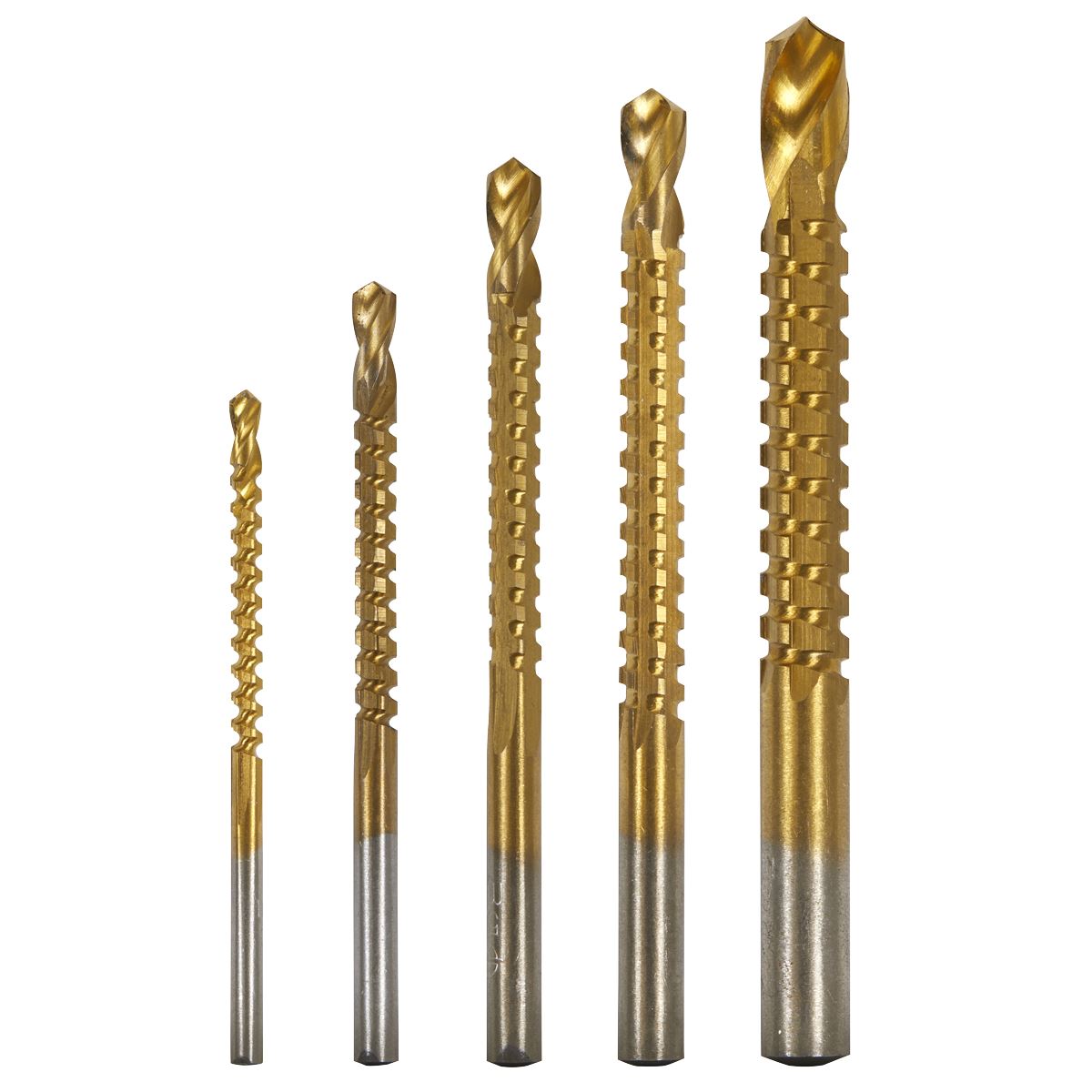 Sealey Drill Saw Bit Set 5pc 130° Split Point Spiral Groove 3 to 8mm AK9189