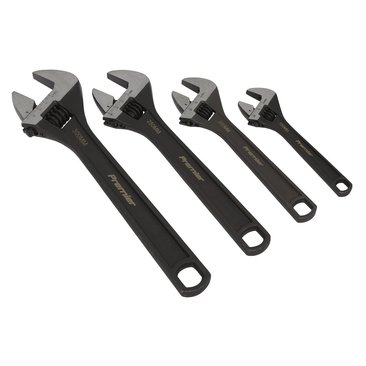 Sealey Adjustable Wrench Set 4pc Jaw Capacity 19 24 27 34mm Black AK9567