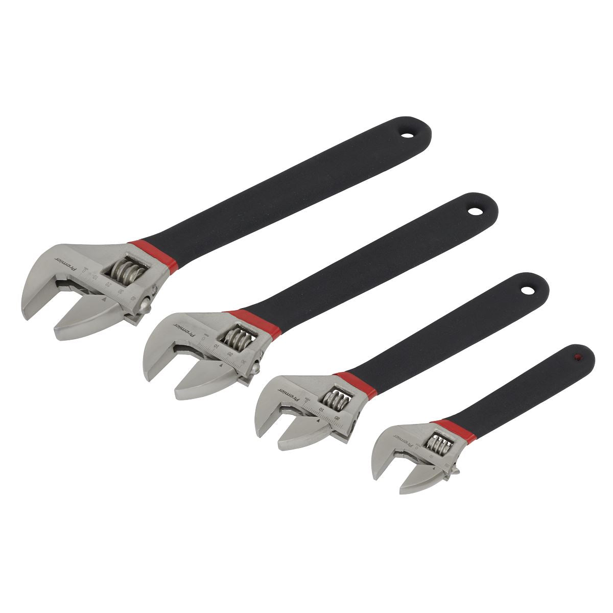 Sealey Adjustable Wrench Set 4pc Ni Fe Finish Sizes 150, 200, 250, 300mm AK9935