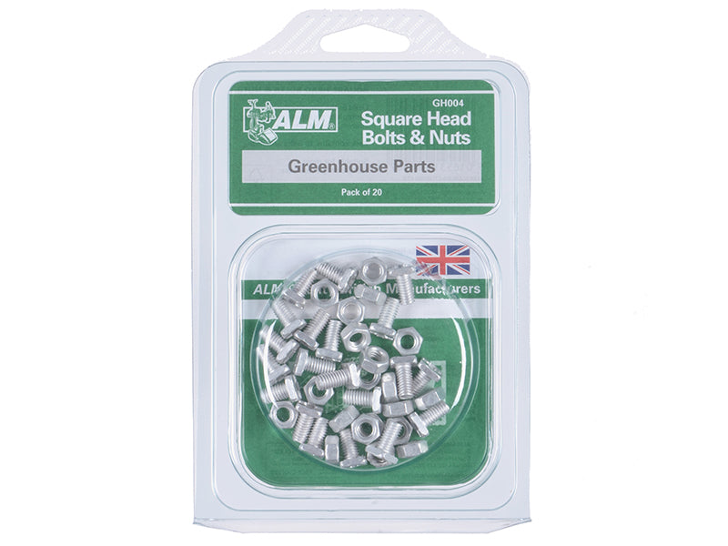ALM Manufacturing GH004 Square Glaze Bolts & Nuts Pack of 20 ALMGH004