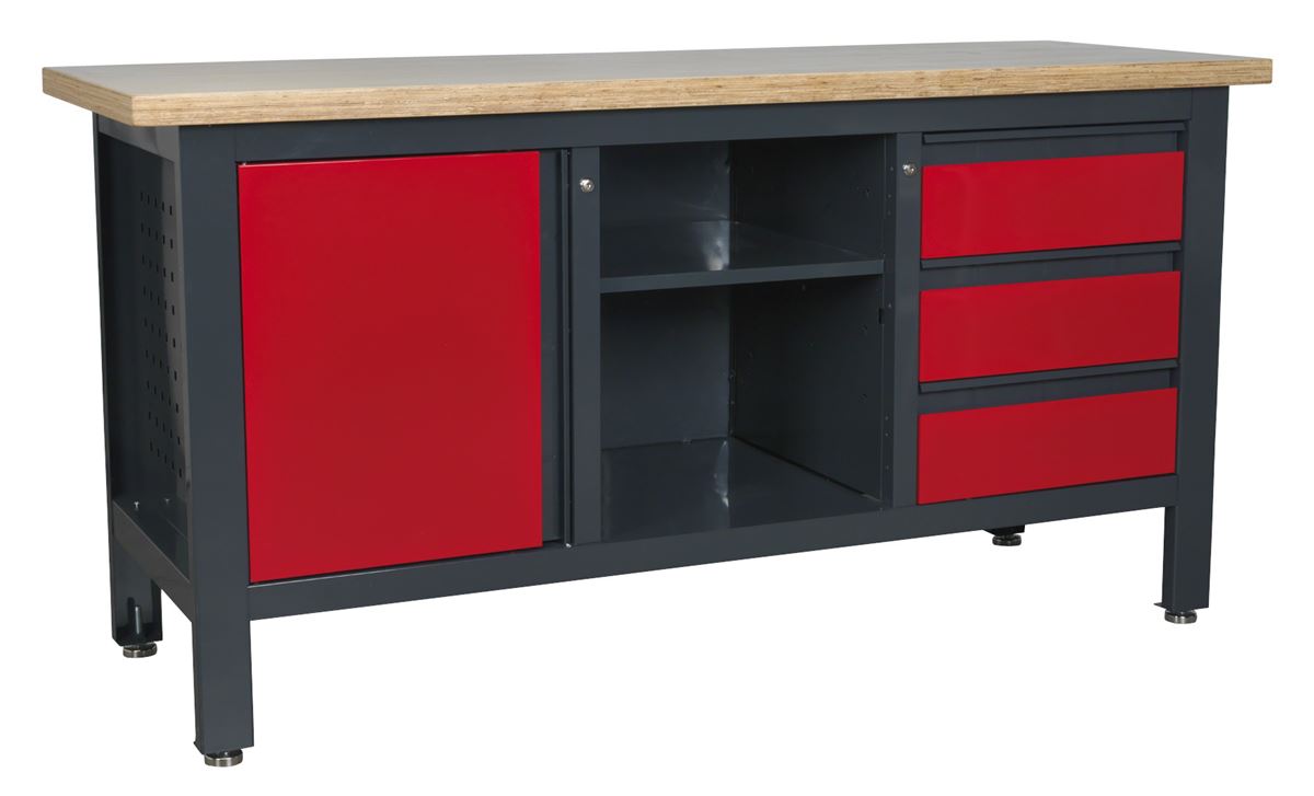 Sealey Workstation with 3 Drawers, 1 Cupboard & Open Storage AP1905B