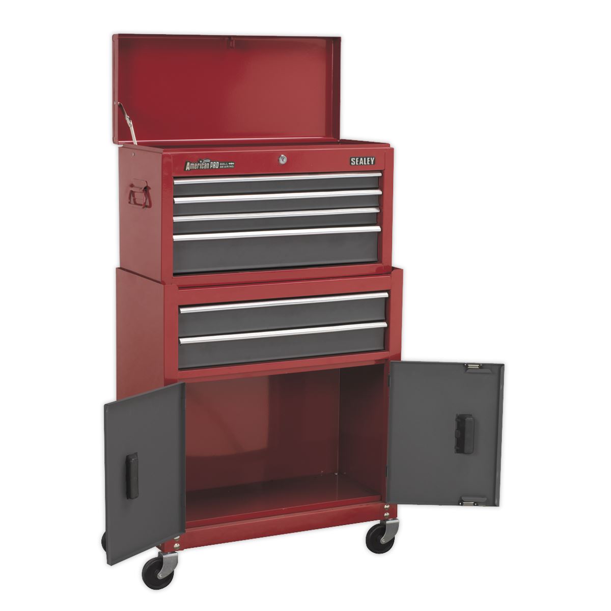 Sealey Topchest & Rollcab Combination 6 Drawer with Ball-Bearing Slides- Red AP2200BB