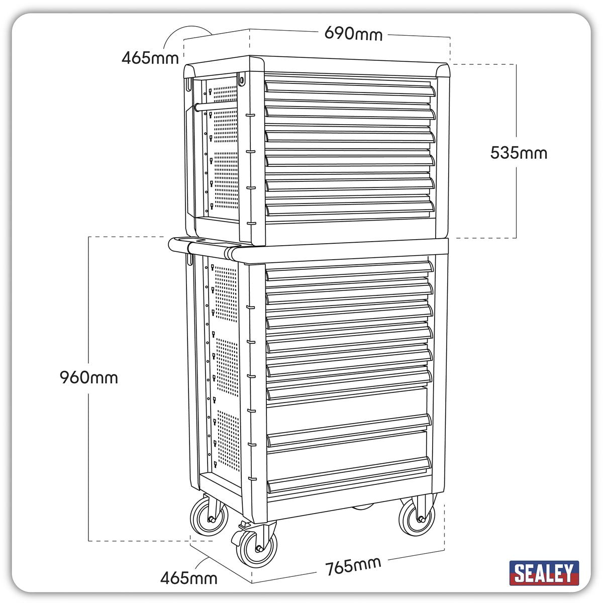 Sealey Rollcab 8 Drawer with Ball-Bearing Slides AP2408