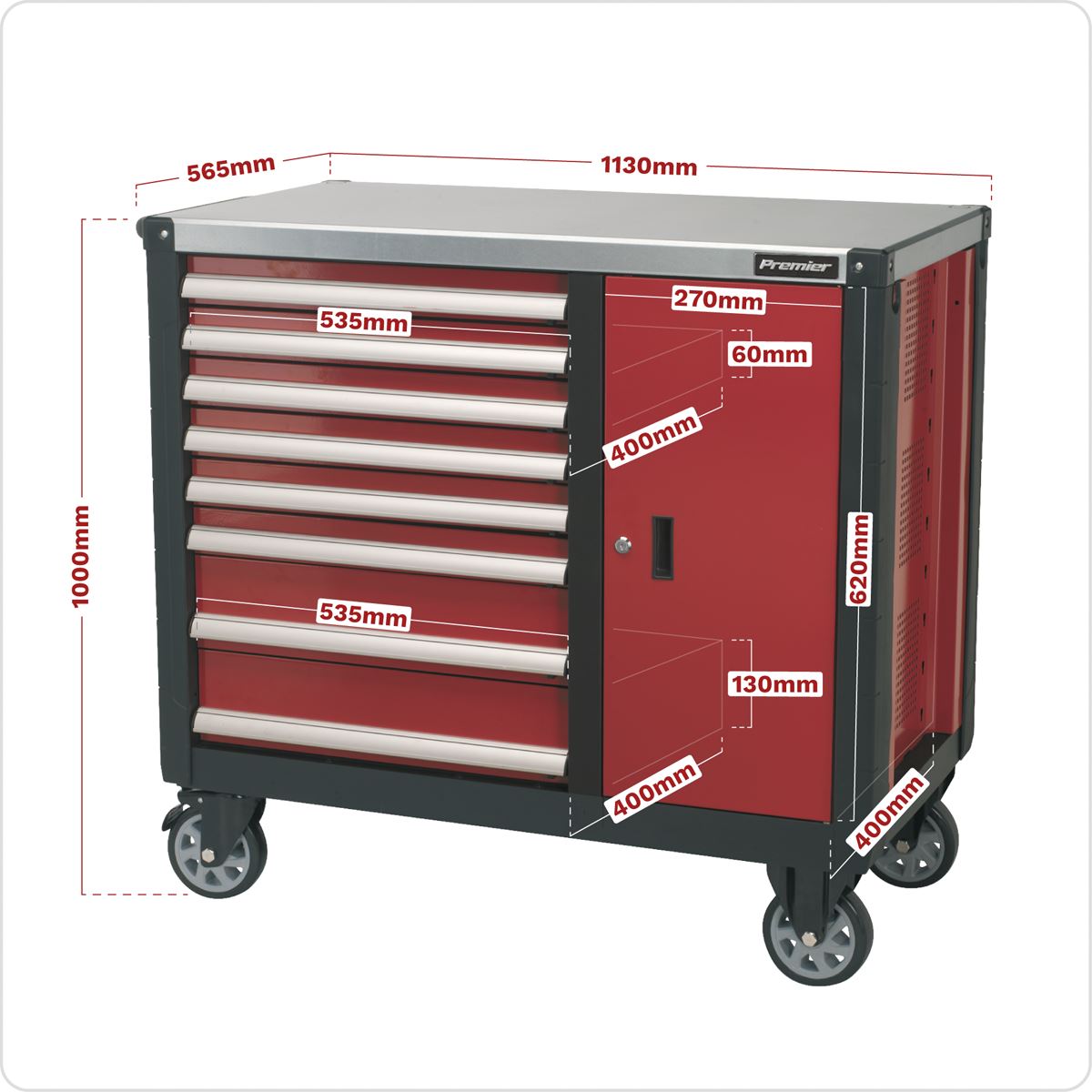 Sealey Mobile Workstation 8 Drawer with Ball-Bearing Slides AP2418