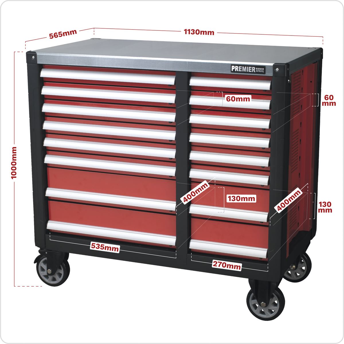 Sealey Mobile Workstation 16 Drawer with Ball-Bearing Slides AP24216