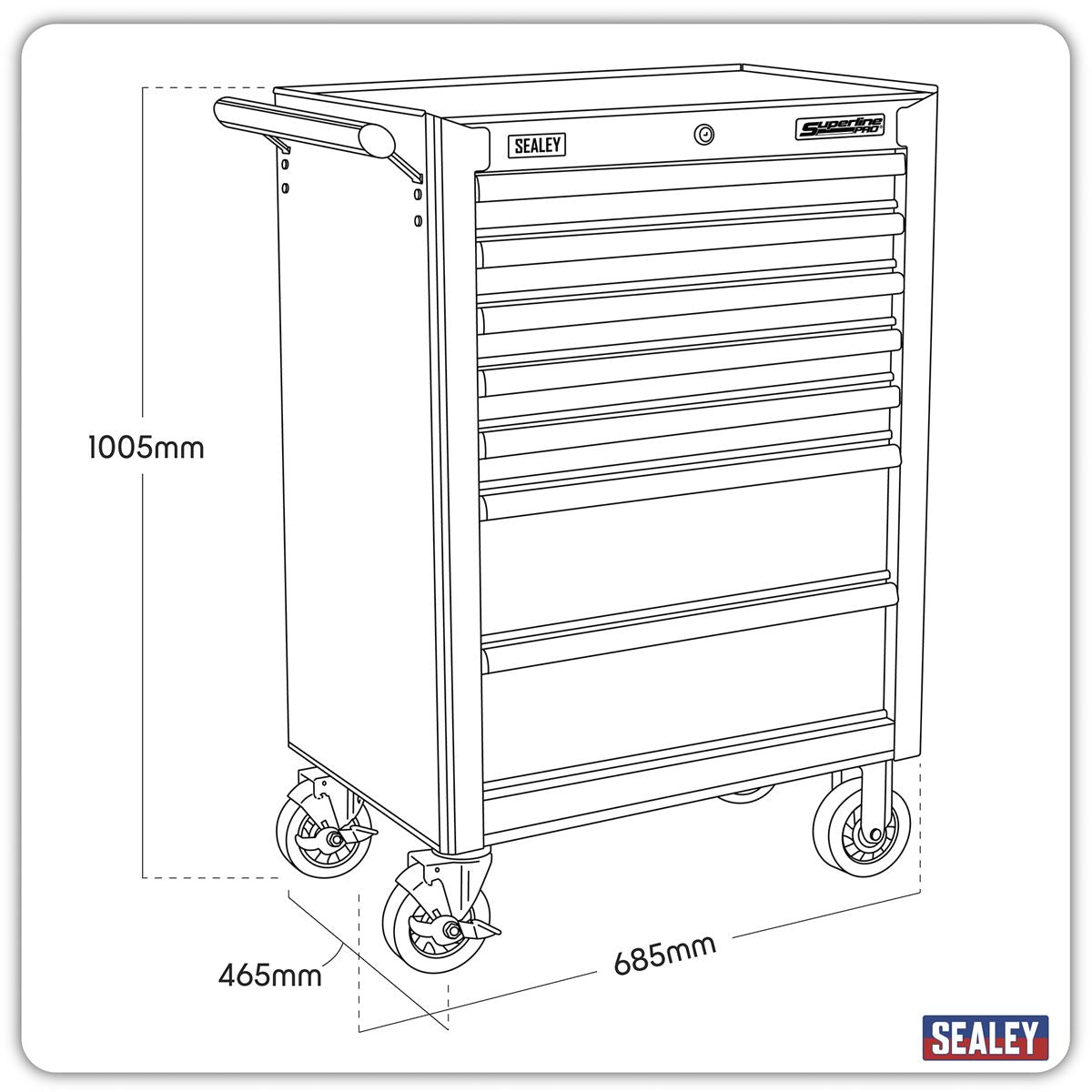 Sealey Rollcab 7 Drawer with Ball-Bearing Slides - Blue AP26479TC