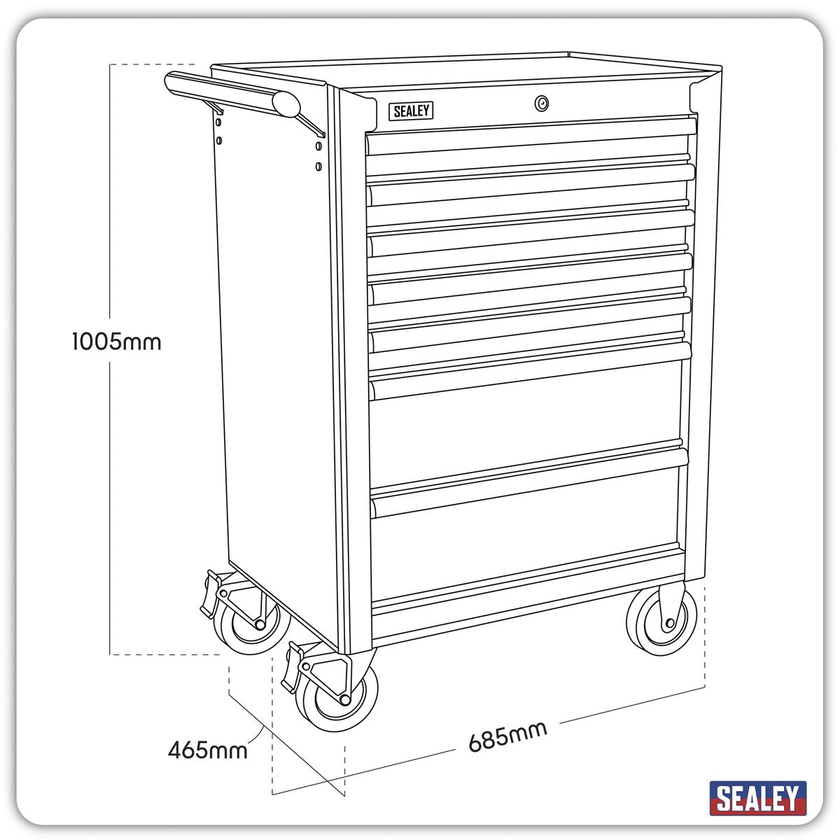 Sealey Rollcab 7 Drawer with Ball-Bearing Slides - Red AP26479T