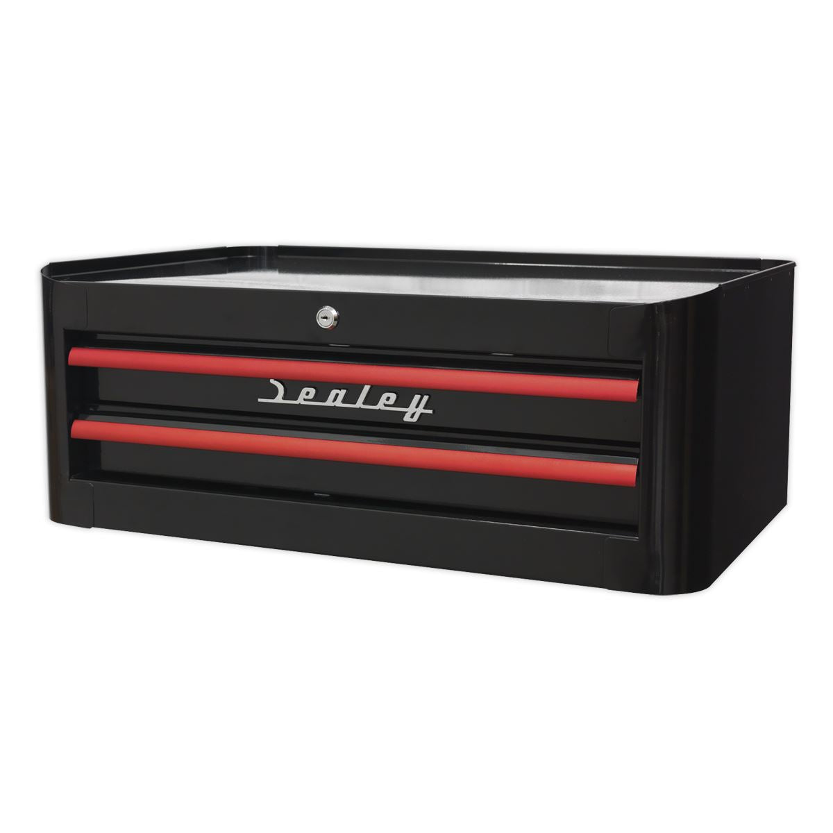 Sealey Mid-Box 2 Drawer Retro Style - Black with Red Anodised Drawer Pulls AP28102BR